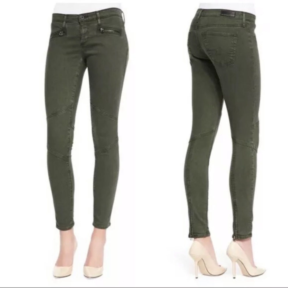 AG Olive Moto Leggings Ankle Zip 26